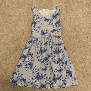 H&M‎ Sleeveless Butterfly Sundress Flared Blue White  Stripe Size Girl's 6-8Y